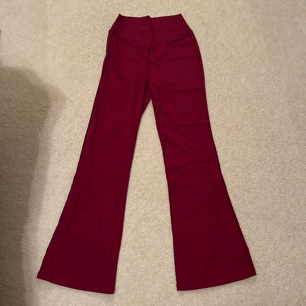halara crossover maroon flare pants